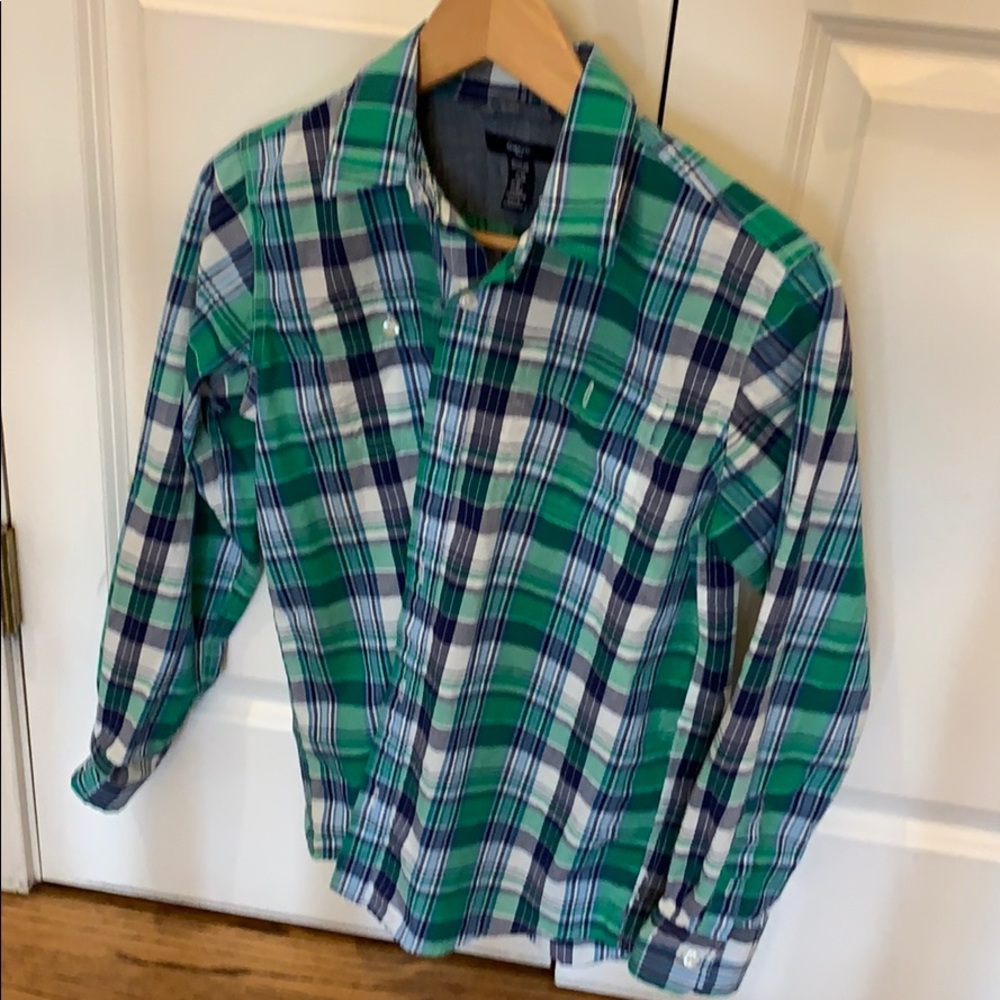 Plaid gap youth button down